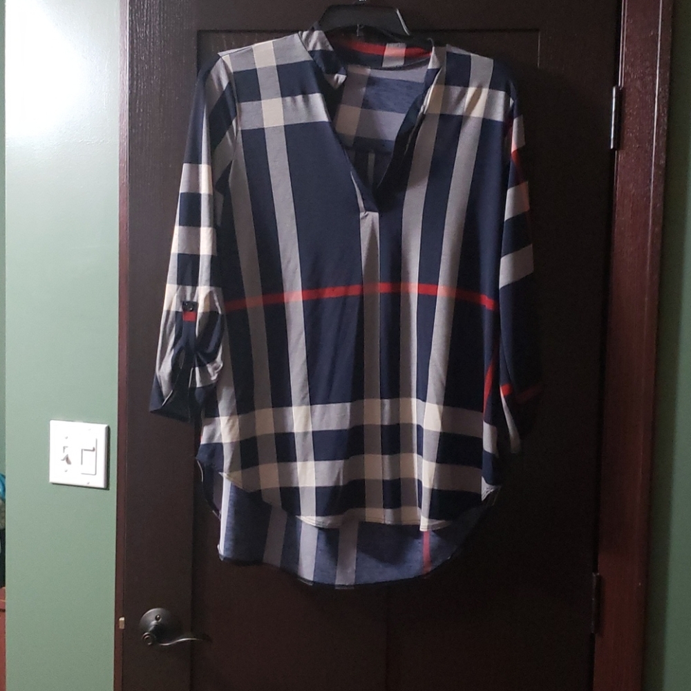 Cute navy plaid shirt